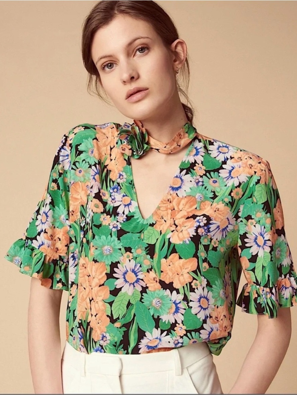 Sandro green floral blouse